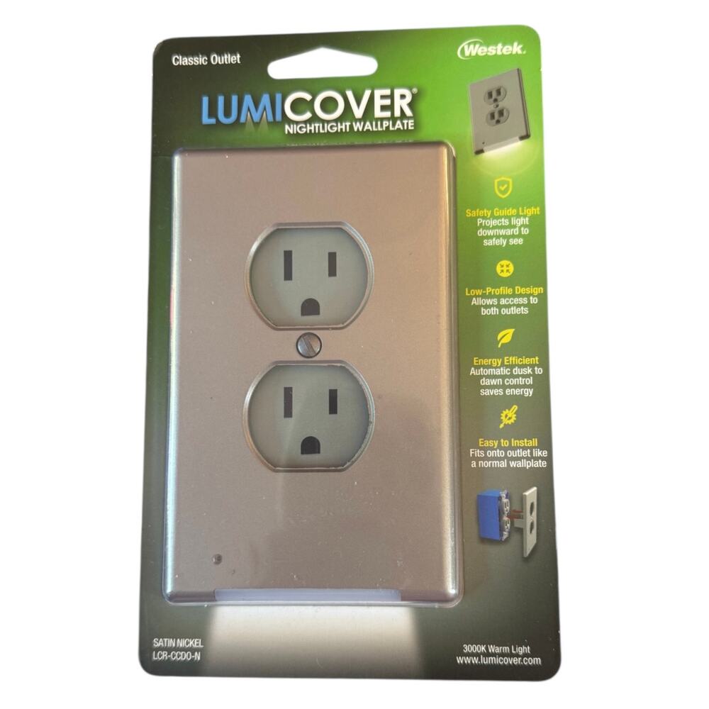 Westek LumiCover 1 -Gang Specialty Size Satin Nickel Indoor Duplex Wall Plate